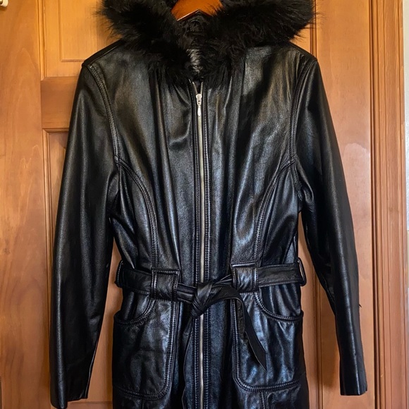 Wilsons Leather Other - Men’s Wilsons Leather Jacket Coat Hooded Black w/ belt